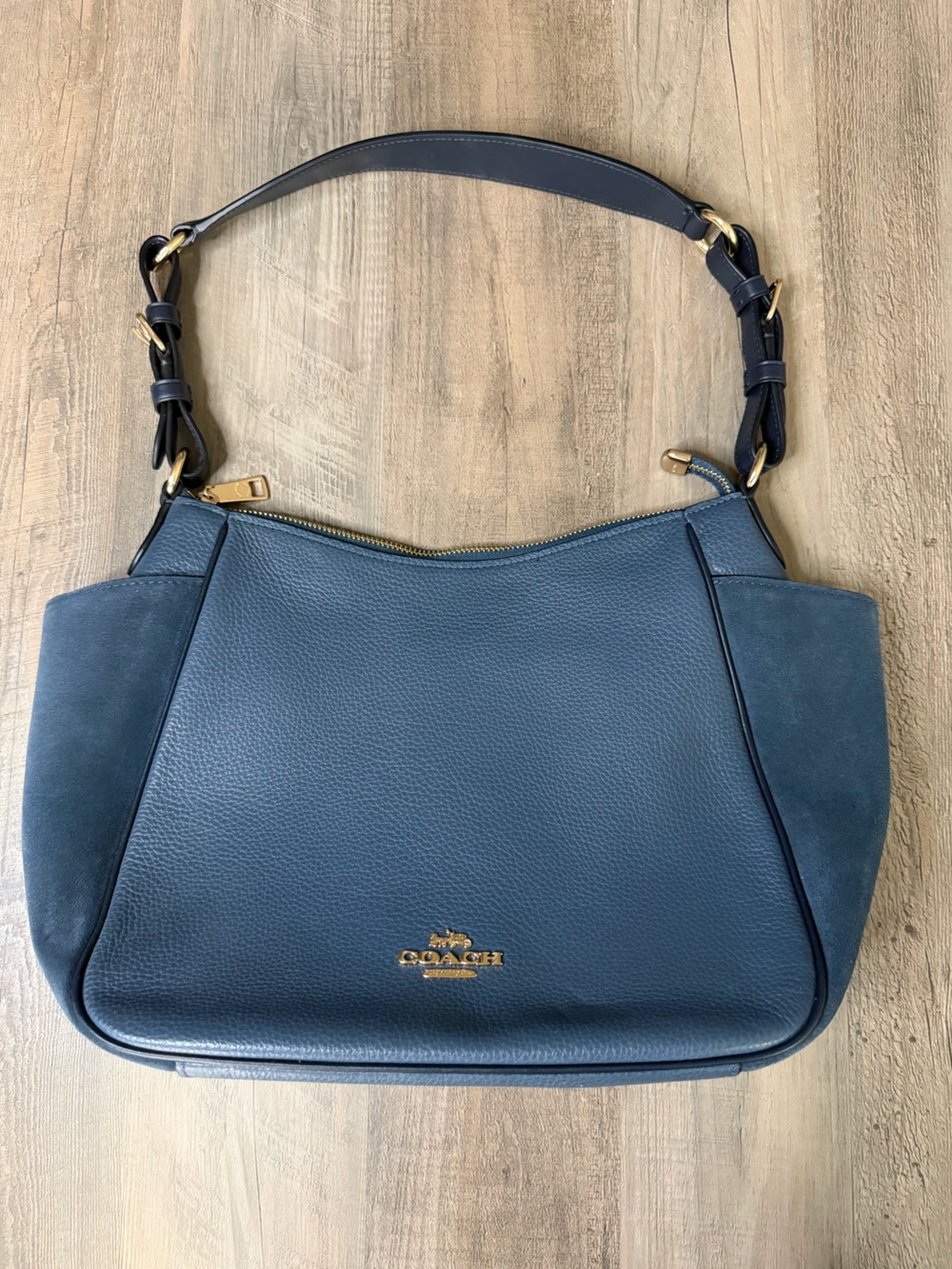 NEW Coach Rori Denim-Blue Pebbled Leather with Gold Hardware C5833